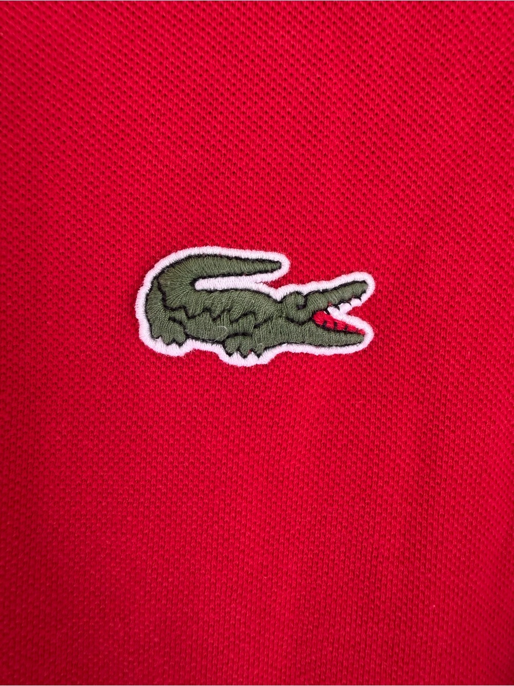 Lacoste Red Polo Shirt with Green Crocodile Patch